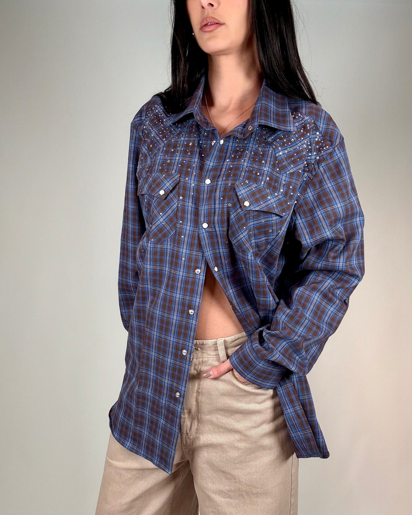 CAMICIA TARTAN CON STRASS