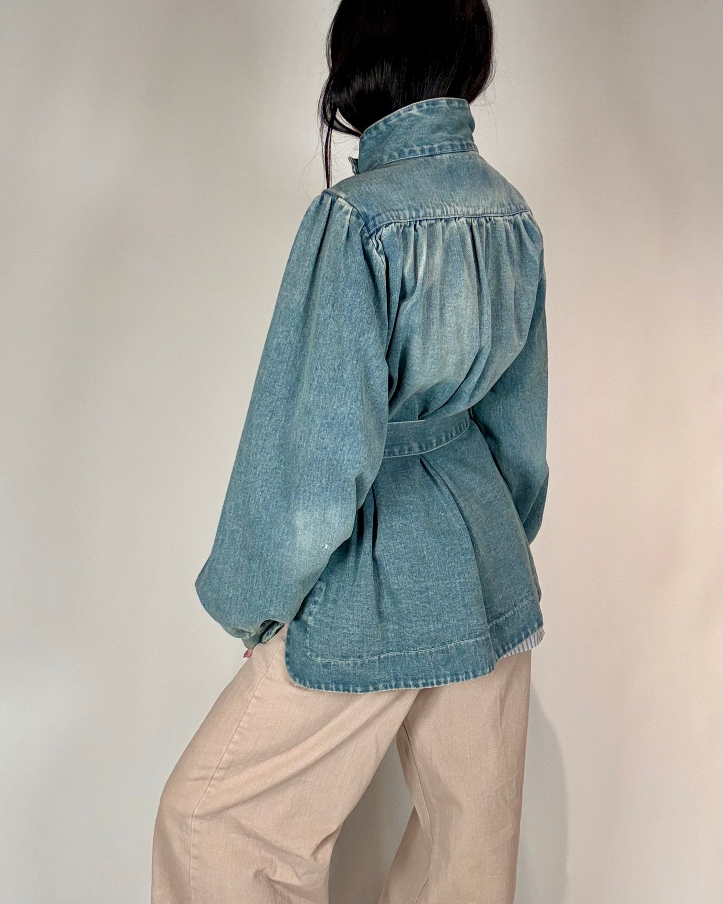 GIACCA DENIM CON CINTURA