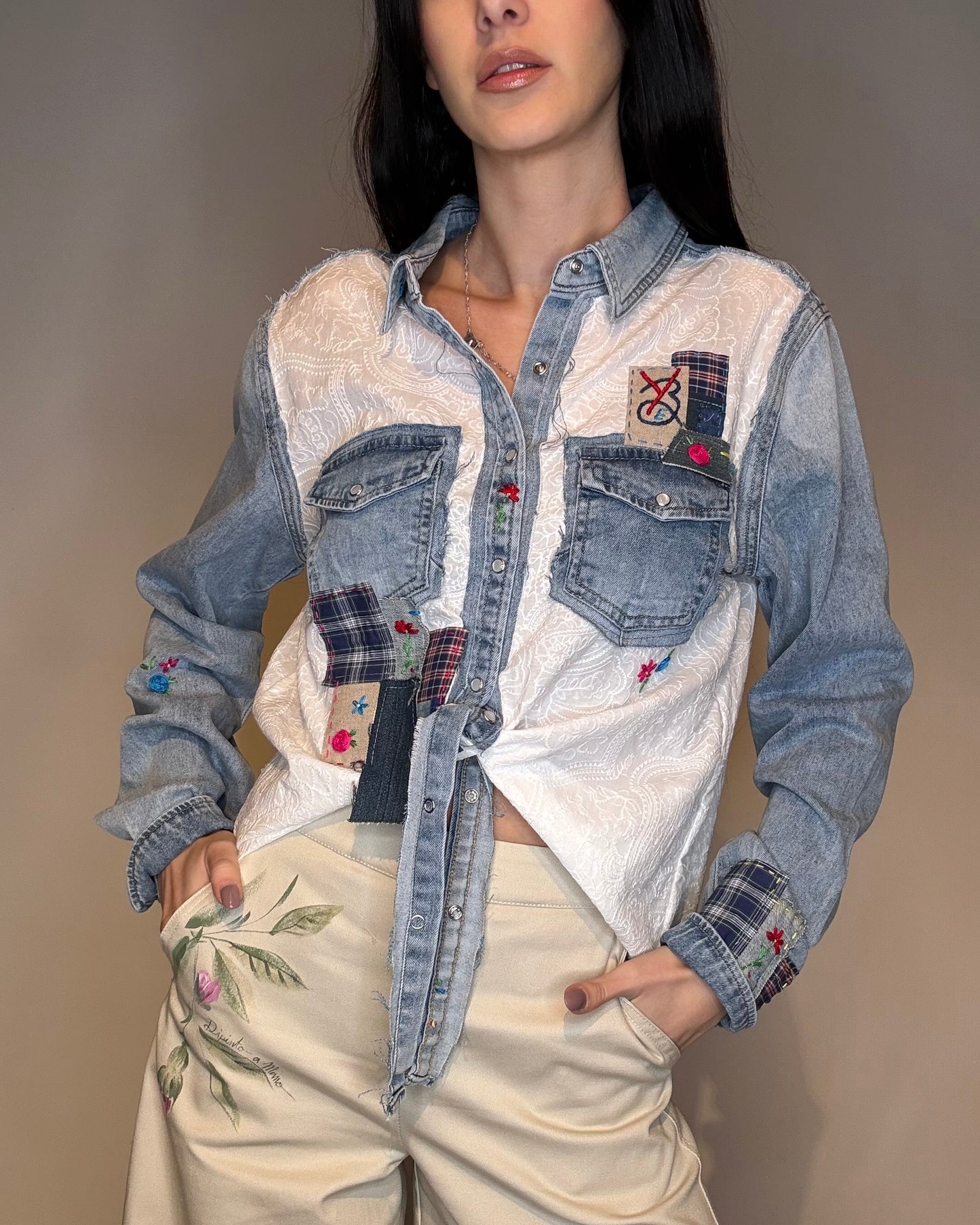 CAMICIA JEANS E SANGALLO