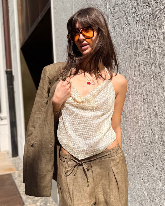 TOP PAILLETTES NUDE