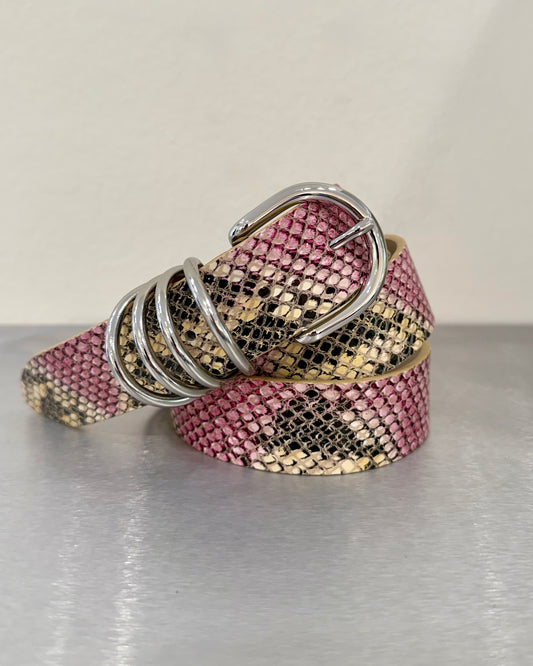 CINTURA PITONATA ROSA/BEIGE