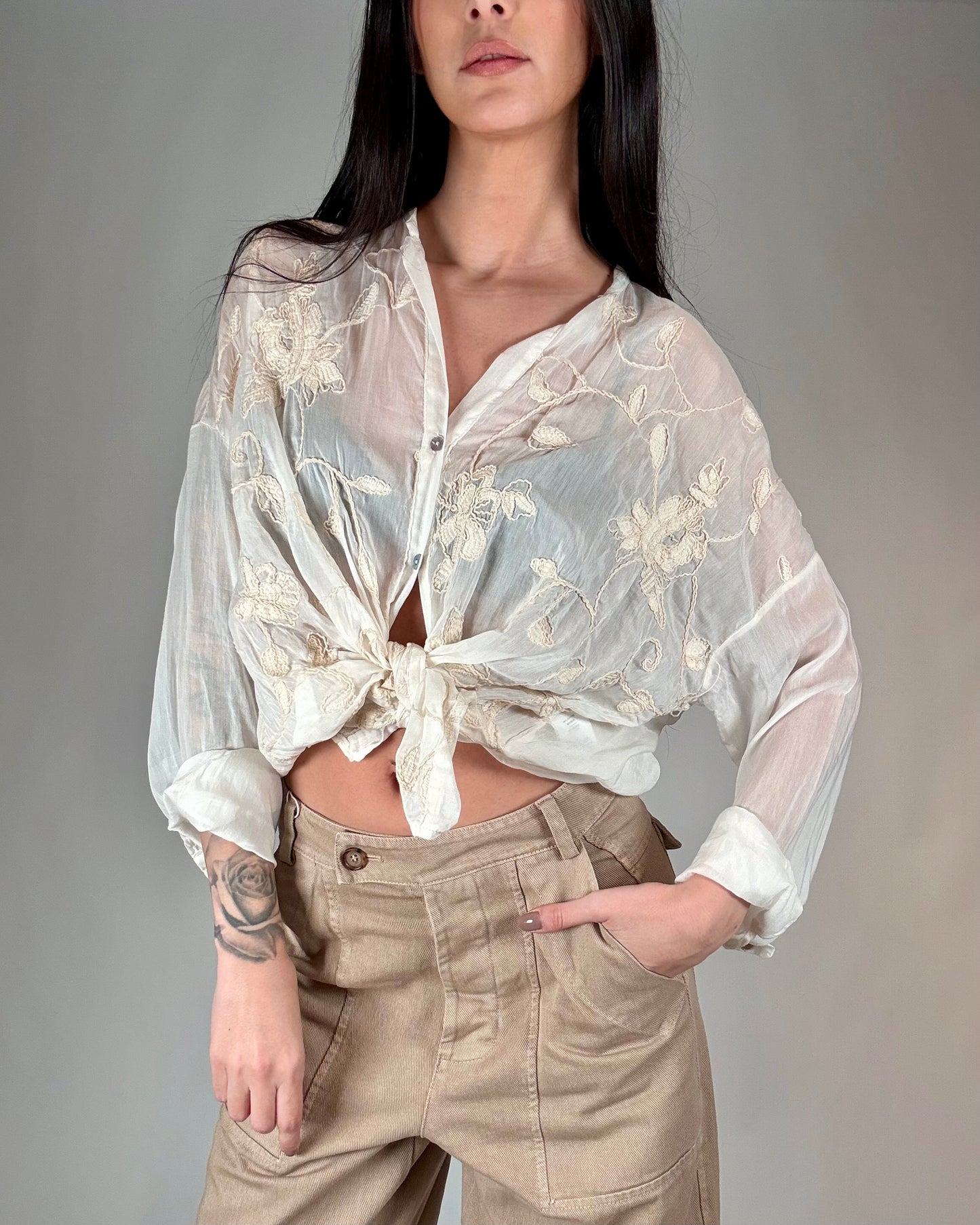 CAMICIA FIORI MISTO SETA