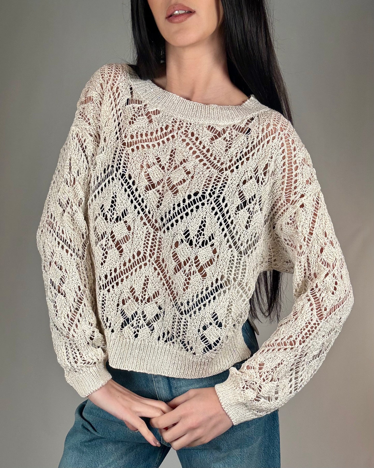 MAGLIA TRAFORATA MICRO PAILLETTES