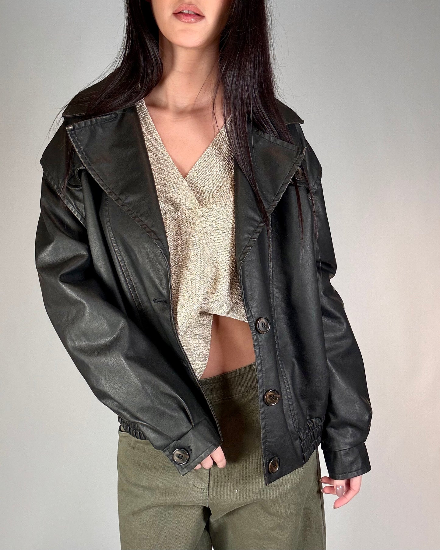 BOMBER IN PELLE SINTETICA
