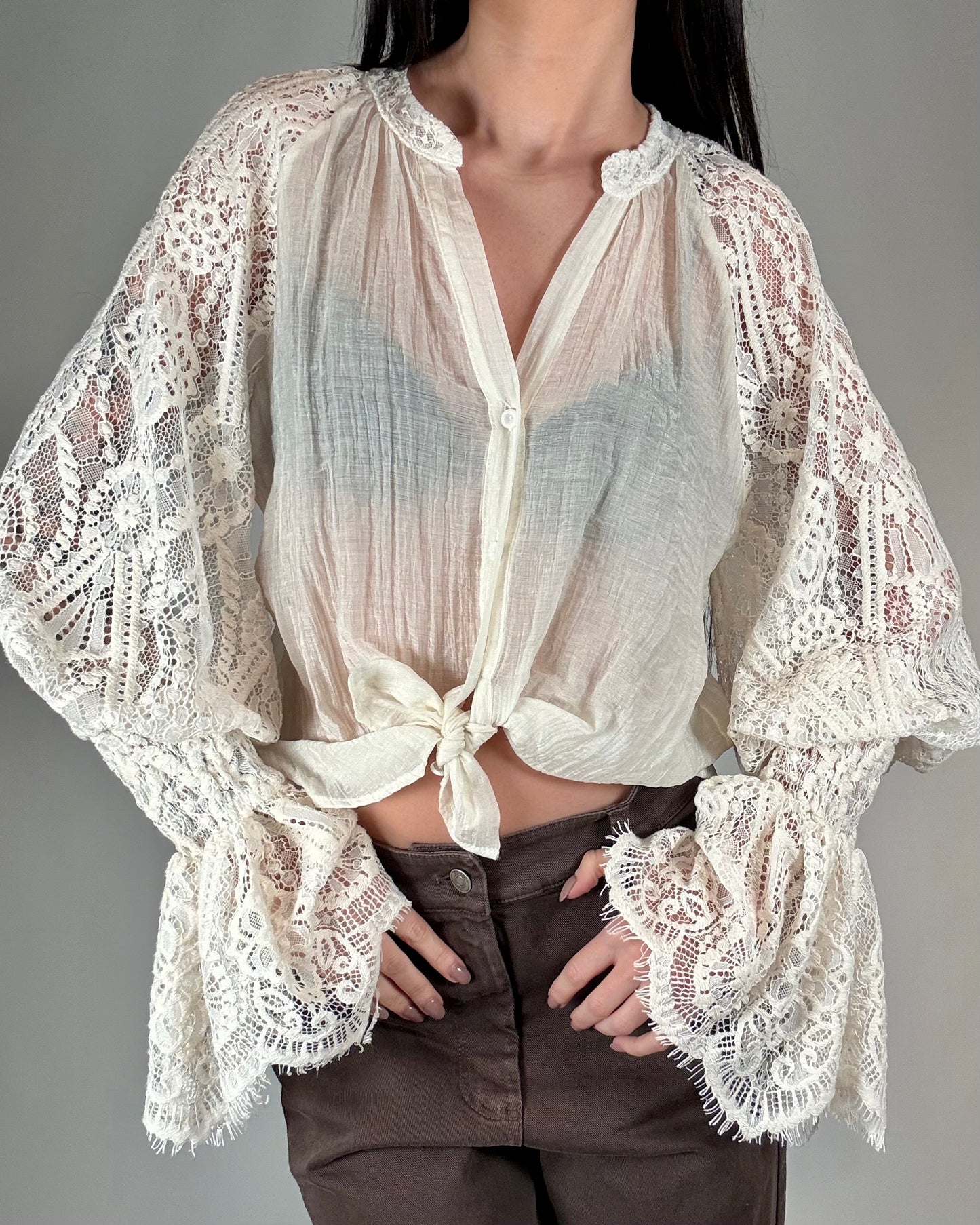 CAMICIA MANICHE IN PIZZO