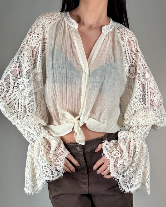 CAMICIA MANICHE IN PIZZO