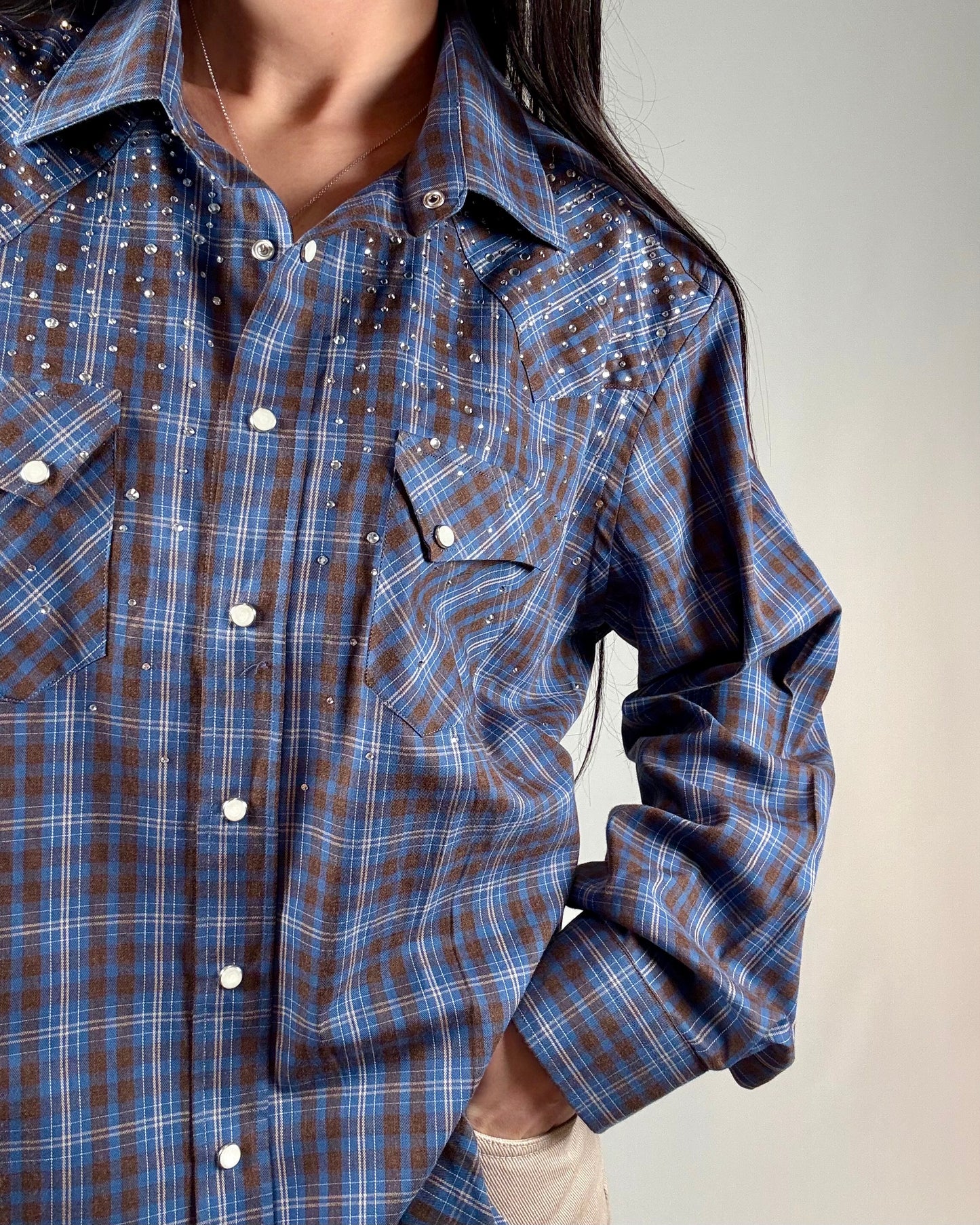 CAMICIA TARTAN CON STRASS