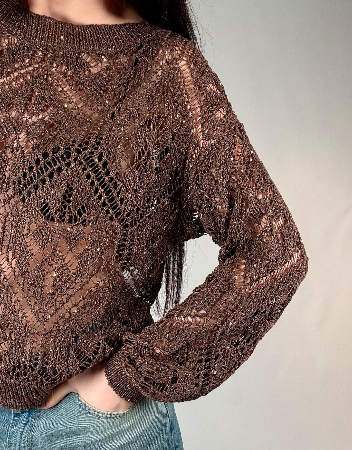 MAGLIA TRAFORATA MICRO PAILLETTES