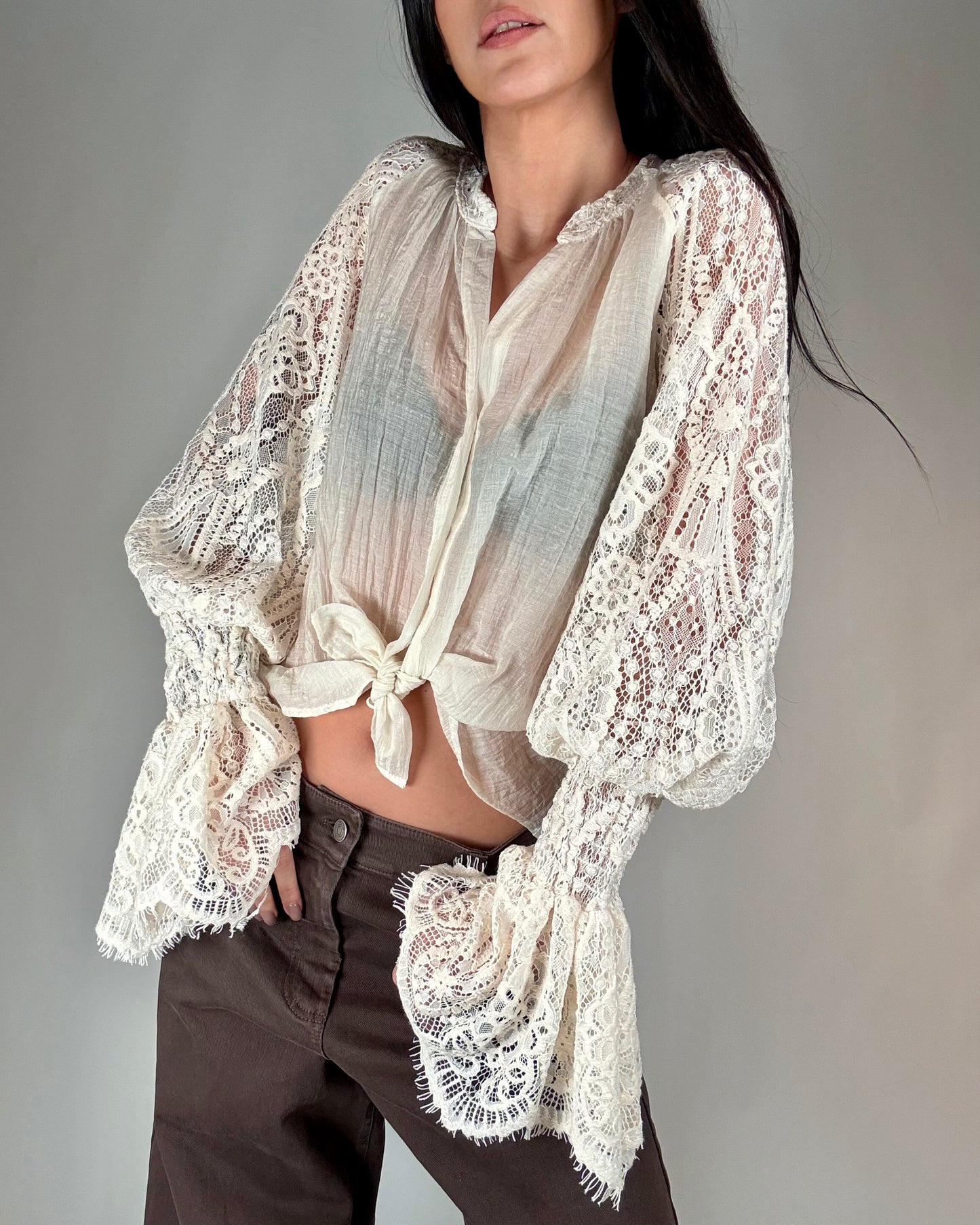 CAMICIA MANICHE IN PIZZO