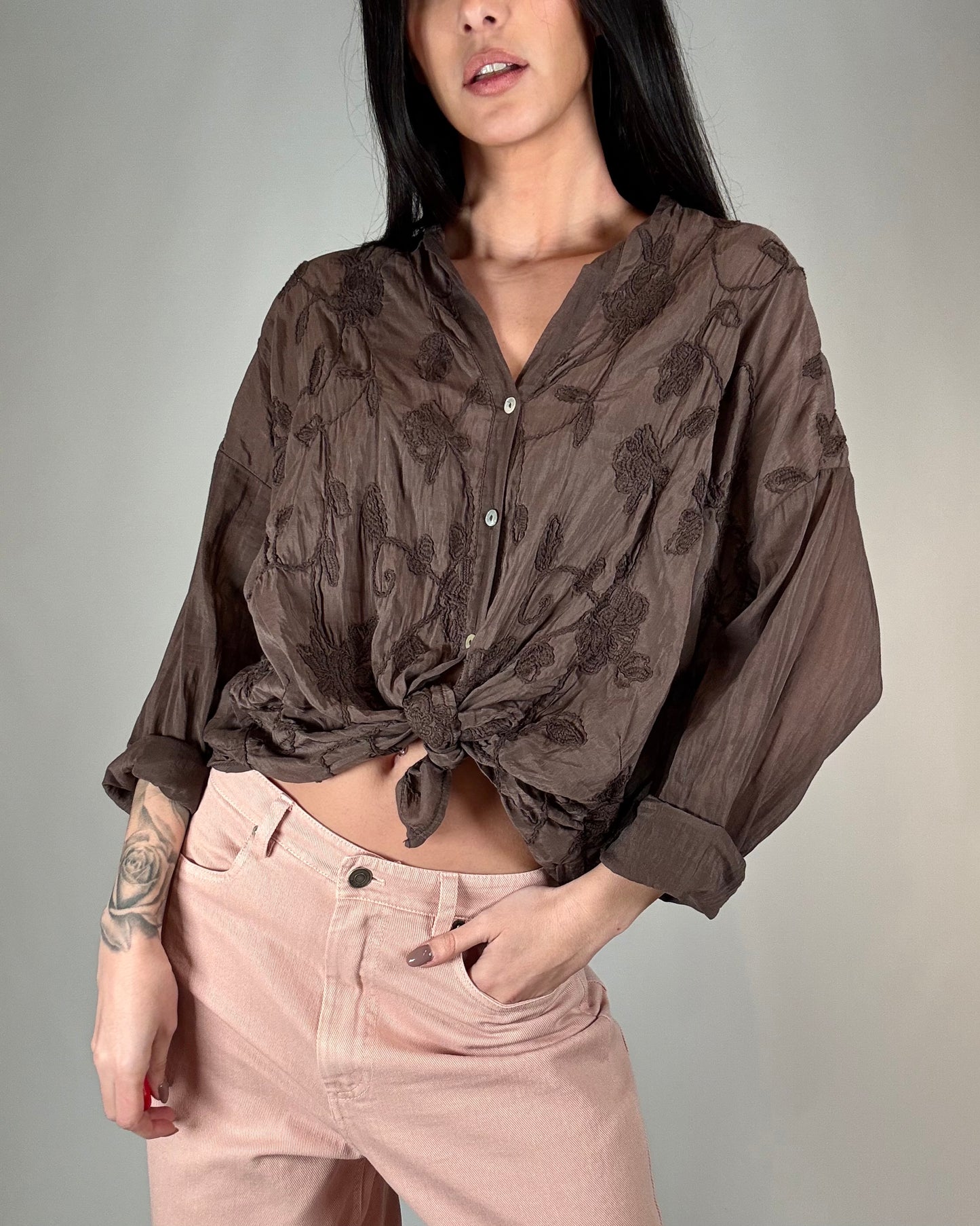 CAMICIA FIORI MISTO SETA