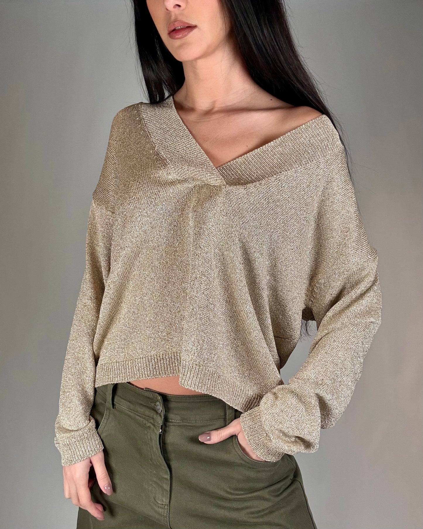 MAGLIA LUREX SCOLLO V