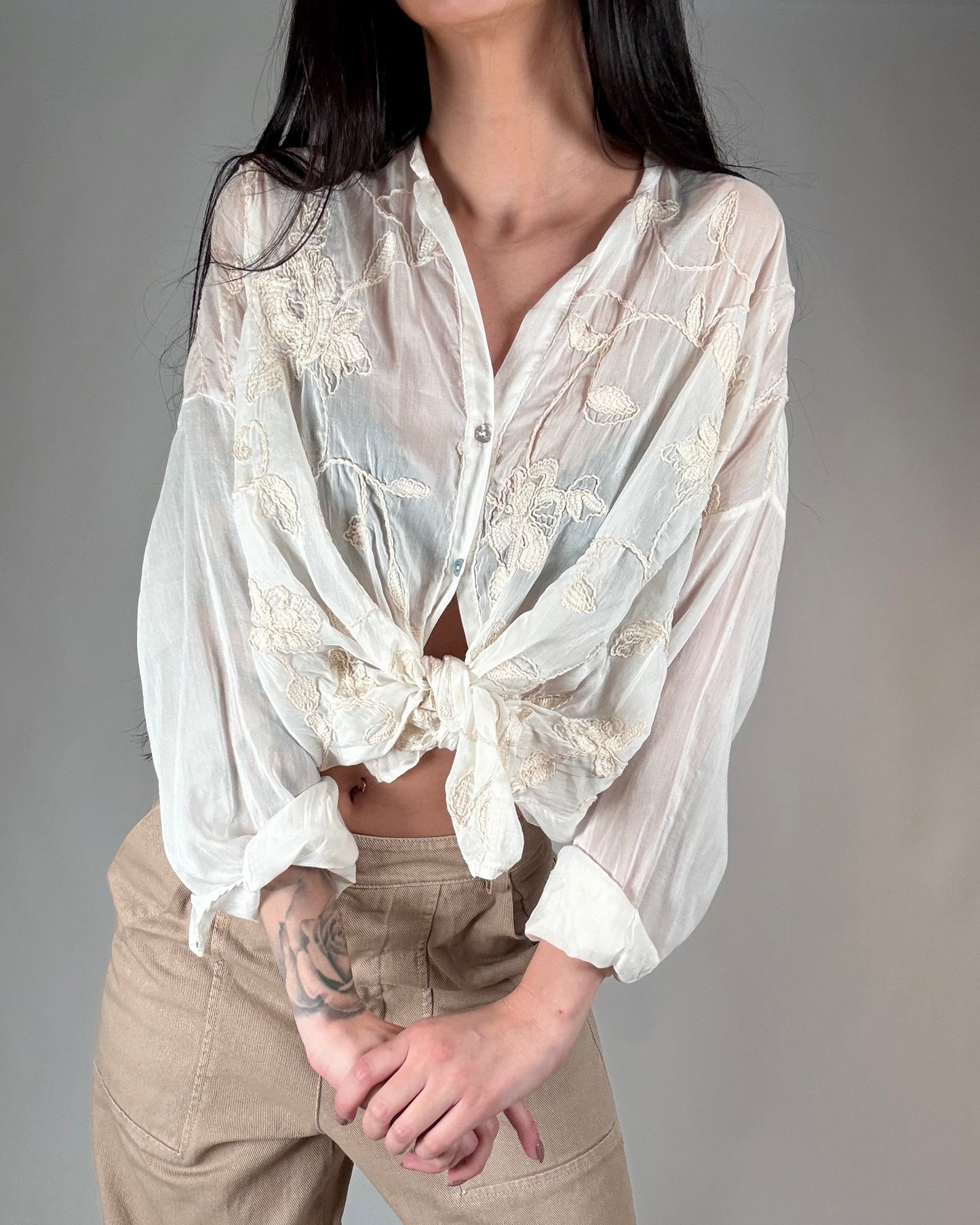 CAMICIA FIORI MISTO SETA