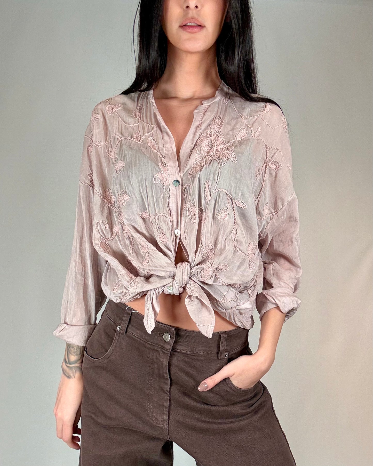 CAMICIA FIORI MISTO SETA