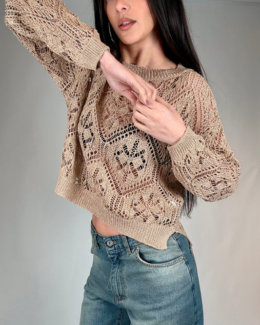 MAGLIA TRAFORATA MICRO PAILLETTES