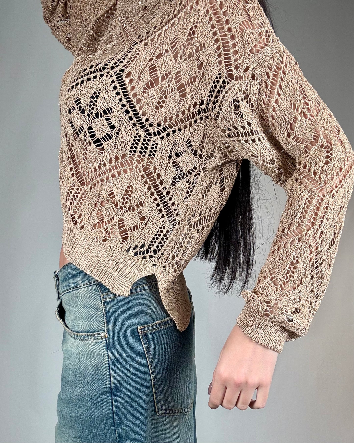 MAGLIA TRAFORATA MICRO PAILLETTES