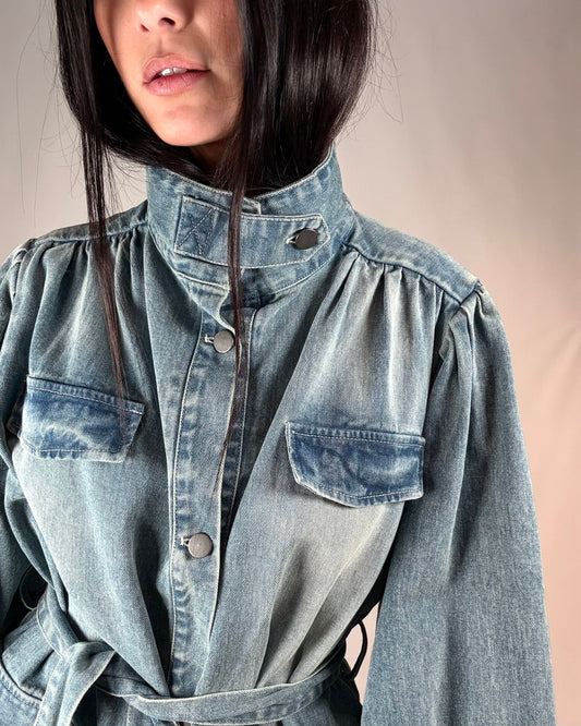 GIACCA DENIM CON CINTURA
