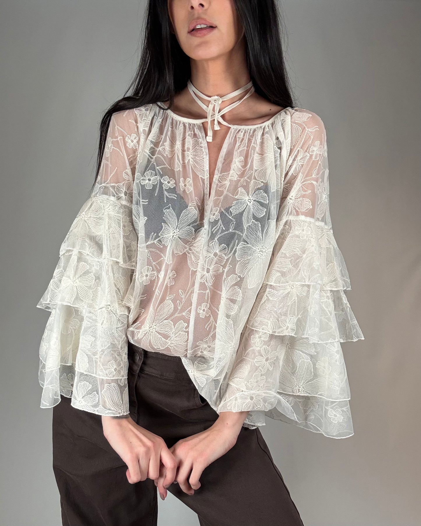 BLUSA RICAMATA A FIORI