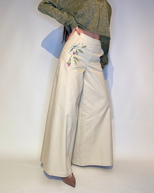 PANTALONE PALAZZO CON FIORI