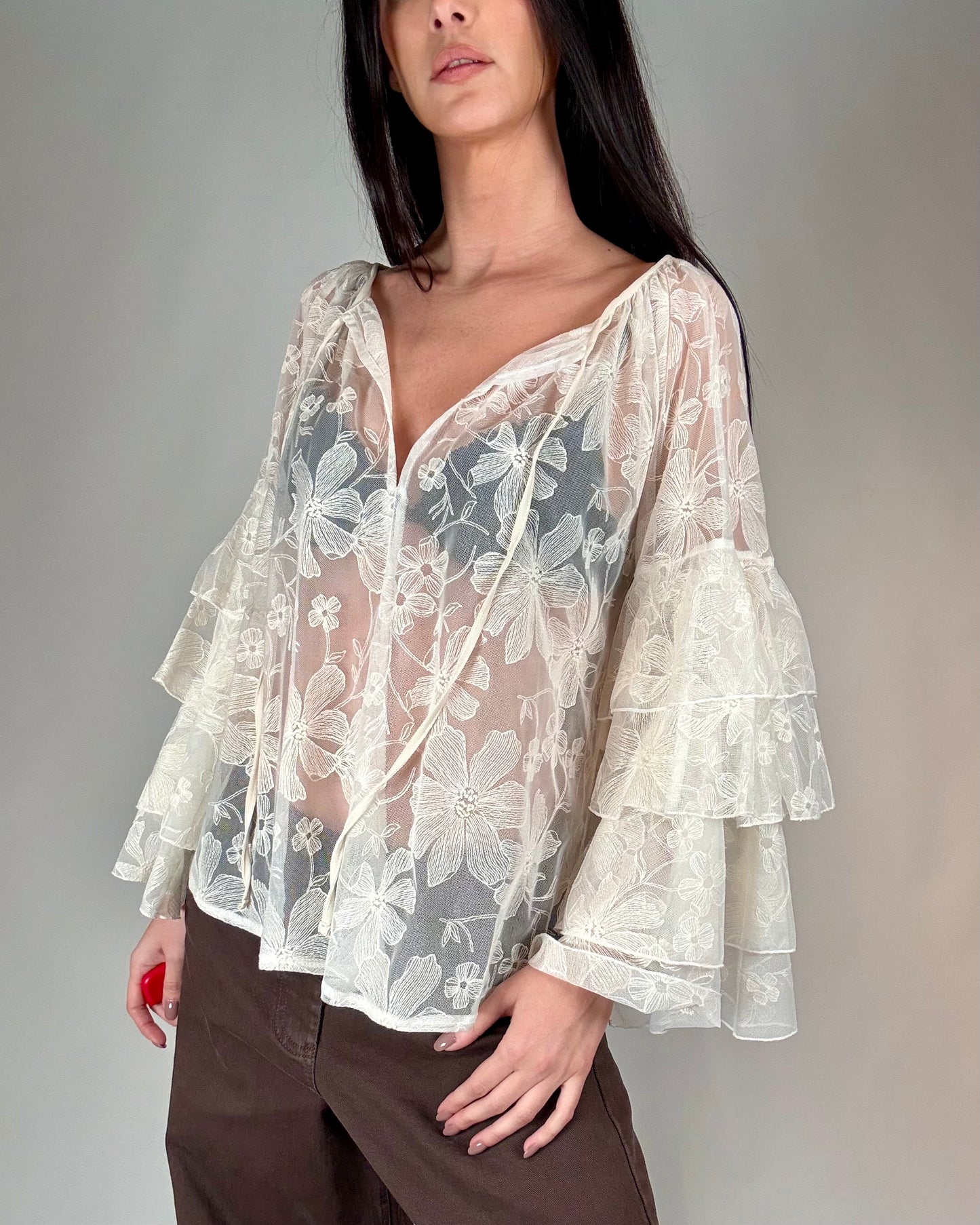 BLUSA RICAMATA A FIORI