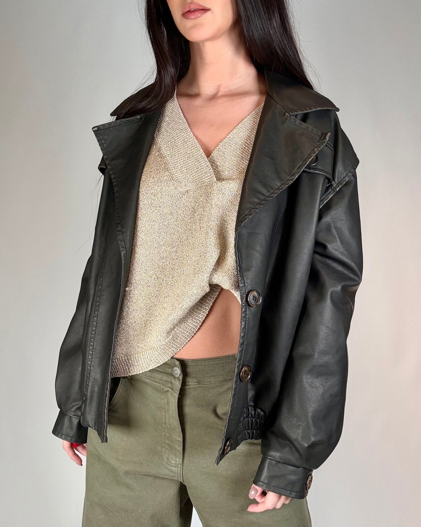 BOMBER IN PELLE SINTETICA
