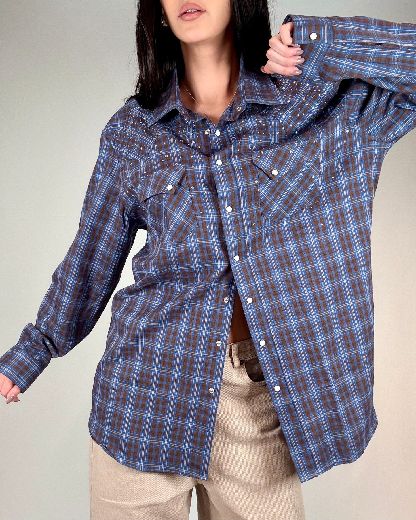 CAMICIA TARTAN CON STRASS