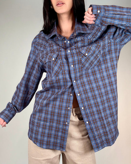 CAMICIA TARTAN CON STRASS