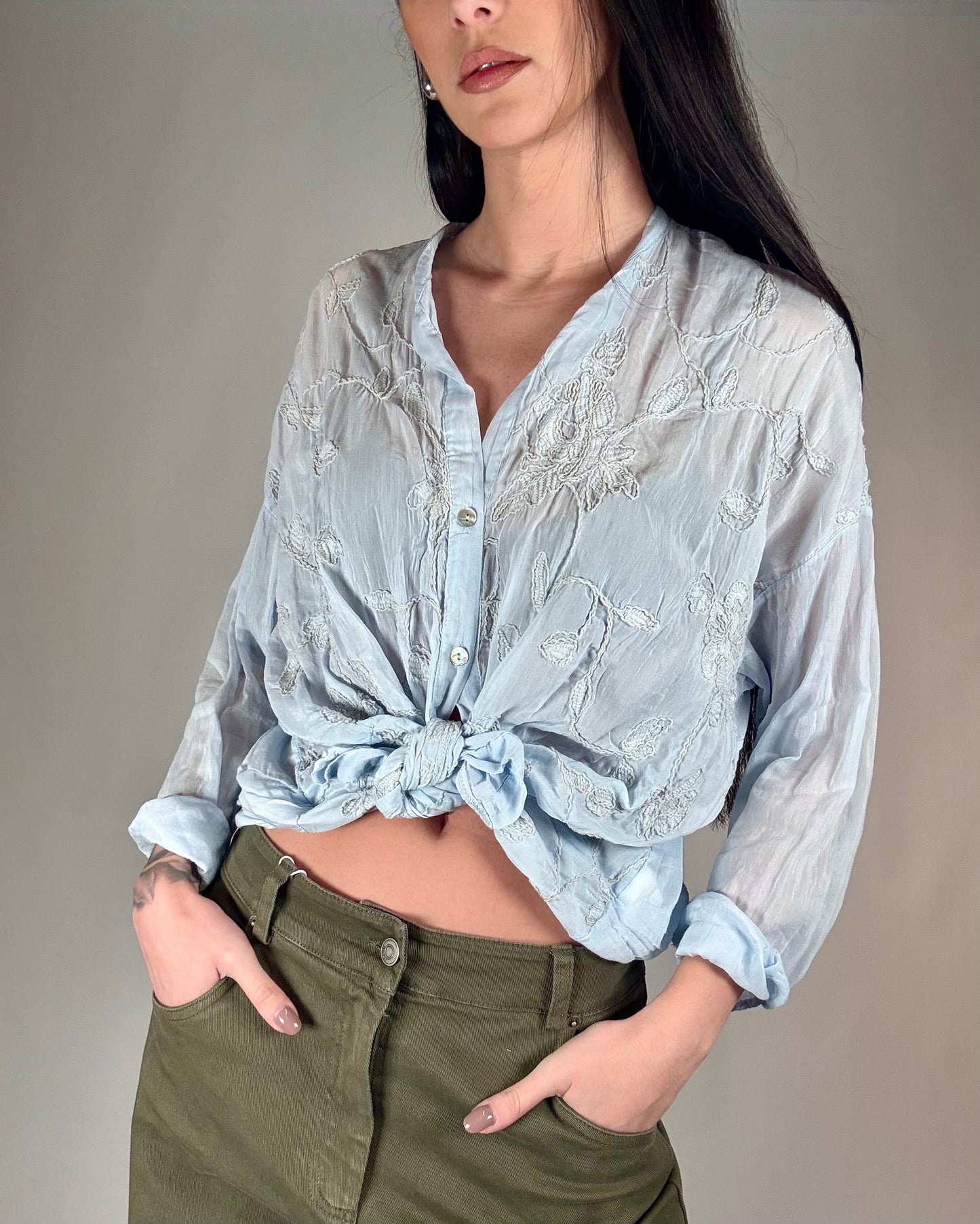 CAMICIA FIORI MISTO SETA