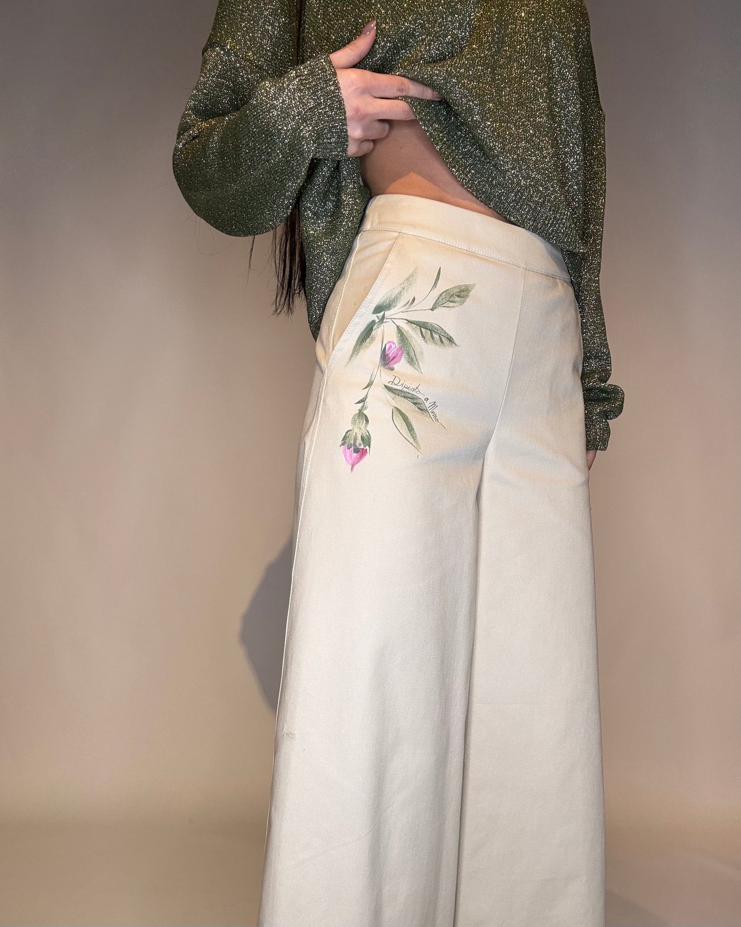 PANTALONE PALAZZO CON FIORI