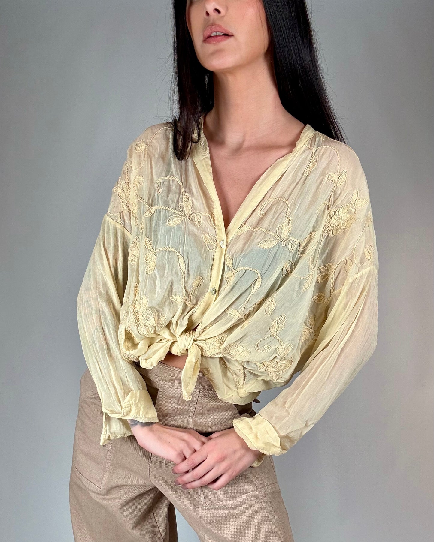 CAMICIA FIORI MISTO SETA